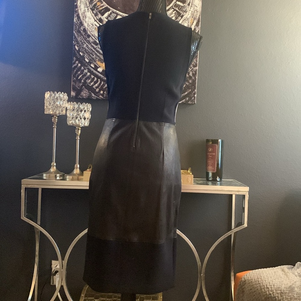 A.L.C. Curil Colorblock Lambskin Leather Panel Sheath Dress - Picture 8 of 8